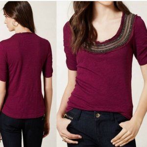 Anthropologie Deletta Tee with Beaded Yoke